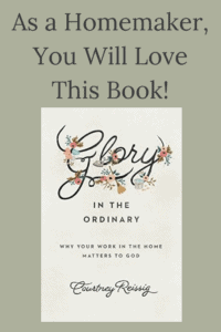 cover of the book glory in the ordinary (about work in the home) with text overlay