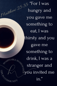 coffee cup on dark background with text overlay from the book of Matthew