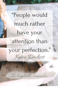 two women holding coffee with text overlay of Katie Deckert quote