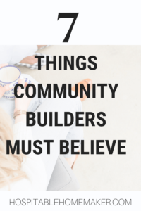 women sitting together with text overlay about how to build community